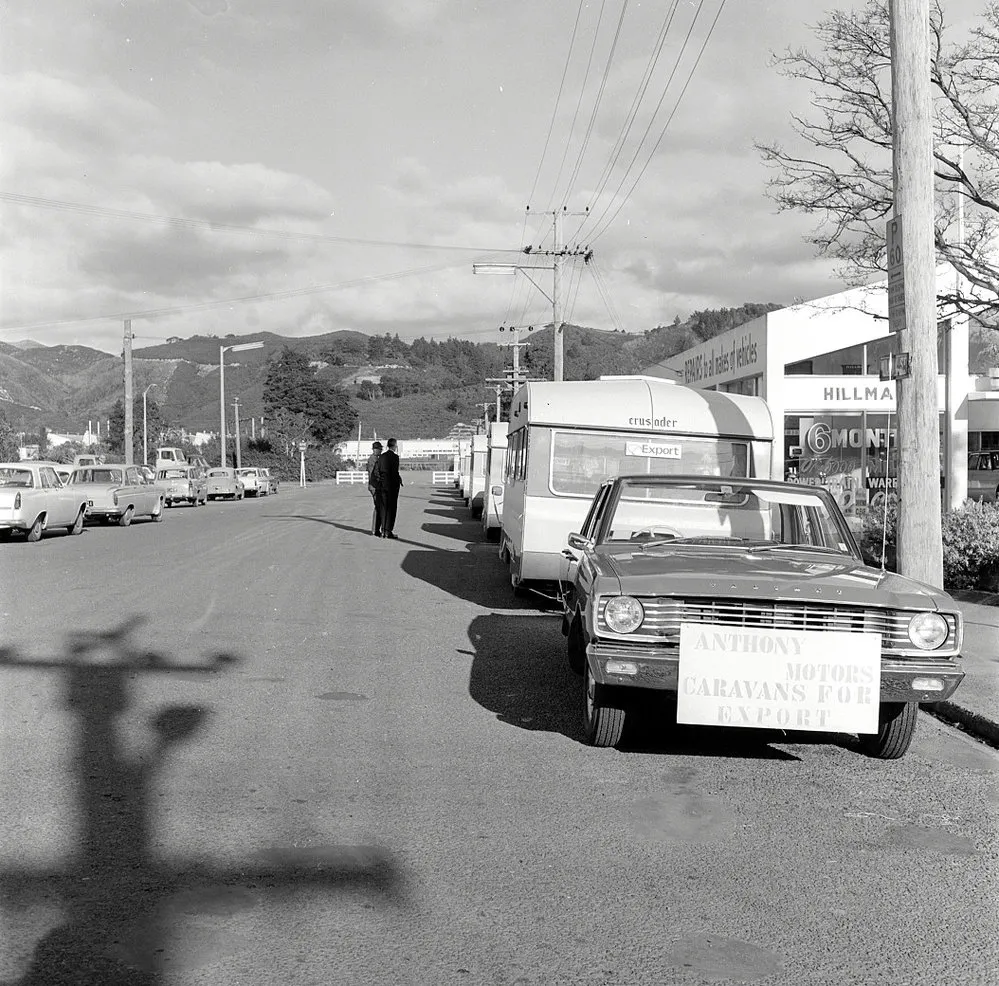 Anthony Motors; caravans for export.