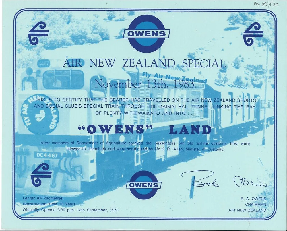 Kaimai Tunnel ephemera