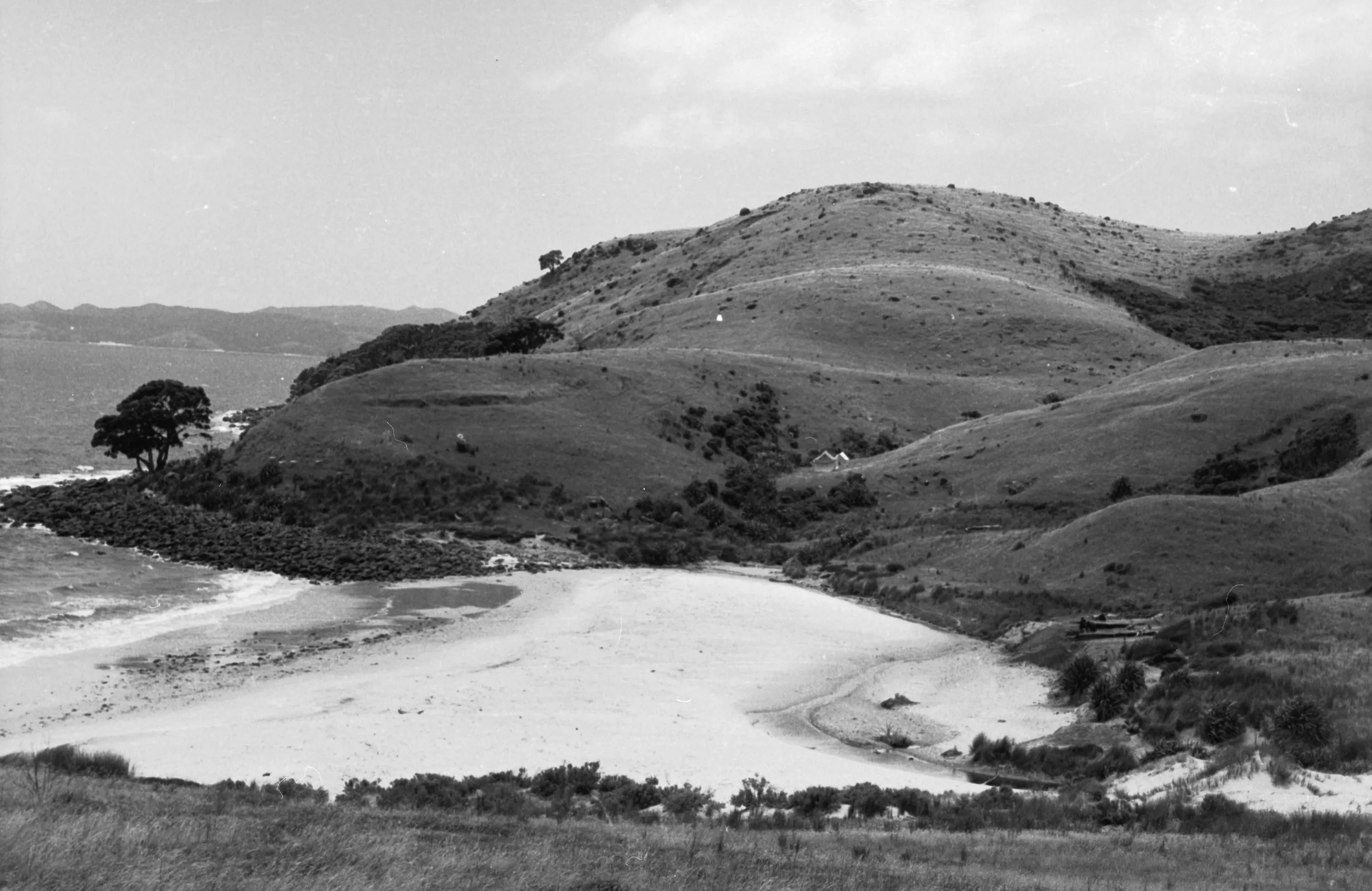 Sarah's Gully showing Sarah's Gully site and Sarah's Flat at lower right and Sarah's Gully Pa on headland.