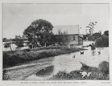 Image: THE FLOOD AT HUNTLY, COVERRING THE CUNTRY ROUND THE ROMAN CATHOLIC CHURCH