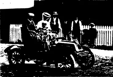 Image: THE FIRST MOTOR CAR ON KINGSTON ROAD. A great haunt of the old waggoners in the good old days, (Otago Witness, 05 September 1906)