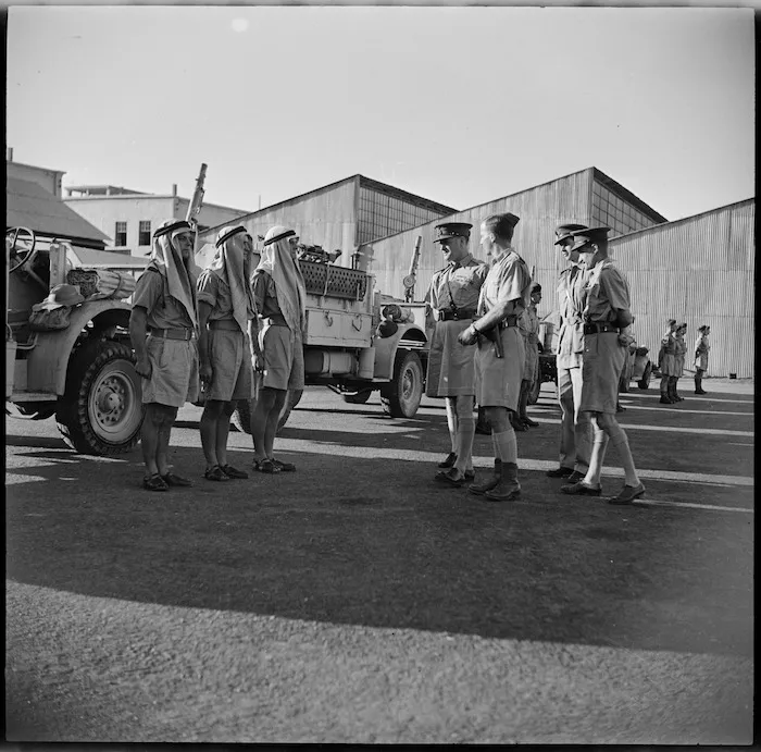 General Sir Claude Auchinleck speaking to members of the Long Range Desert Group, Cairo