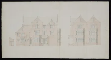 Image: [Thomas Turnbull & Son :Residence Bowen Street for A H Turnbull Esq[uir]e. February 1916. Elevation only in pencil & pale watercolour]