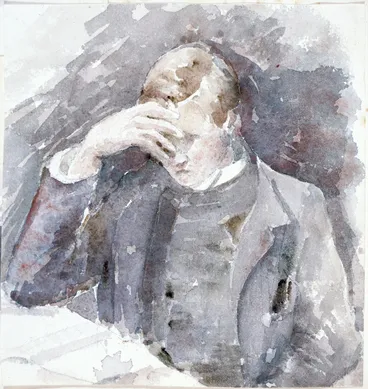 Image: Hodgkins, Frances Mary, 1869-1947 :[Boy reading] [18]91.