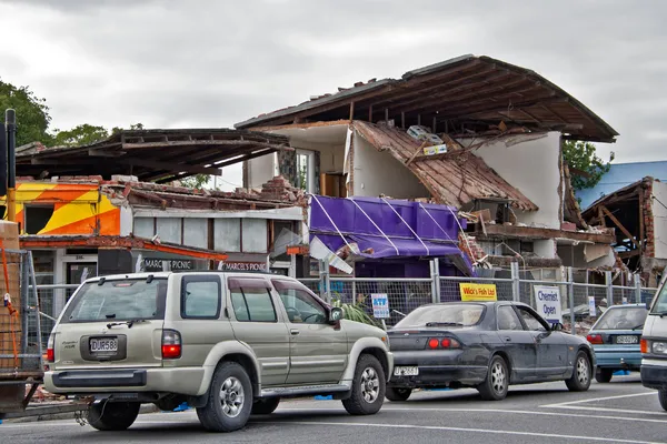 Damaged shops on Stanmore Road