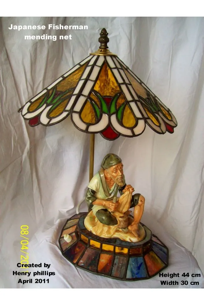 Japanese fisherman mending net