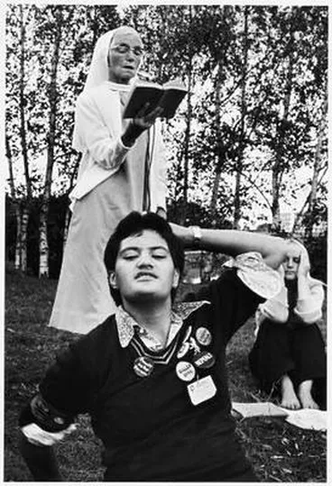 Image: United Women's Convention, Hamilton 1979, Maori Protestor and Nun