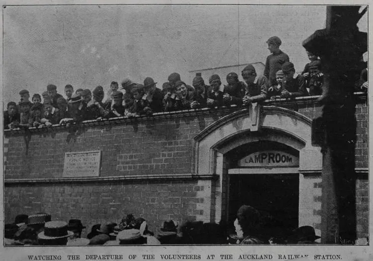 Watching the departure of the volunteers at the Auckland Railway Station