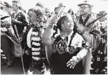 Image: Participants in the Land March crossing the Harbour Bridge, 1975