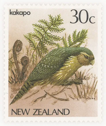 Image: Issued thirty cent 'Kakapo' definitive stamp