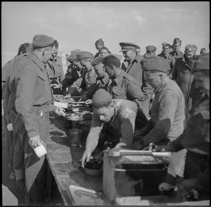 GOC Freyberg with men at Christmas dinner, Egypt