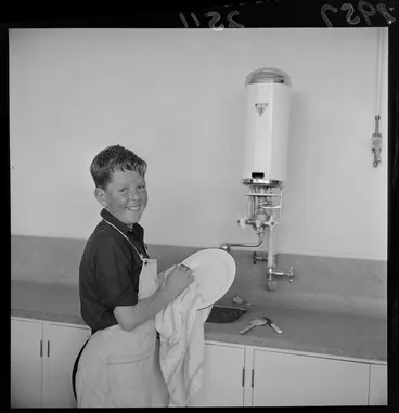 Image: Unidentified boy at cooking class, South Wellington Intermediate School