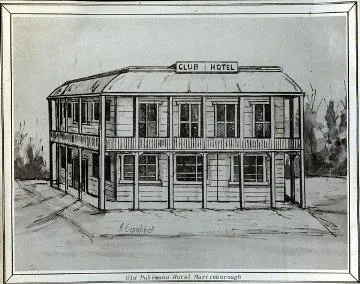 Club Hotel, Martinborough: Pencil drawing
