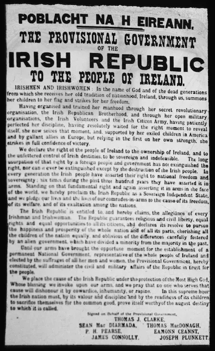 Poblacht Na H Eireann; the Provisional Government of the Irish Republic to the people of Ireland