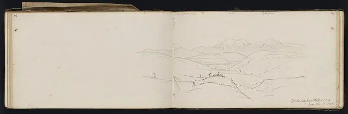 Mantell, Walter Baldock Durrant, 1820-1895 :Mt Domett from Ohikororoa. Tues[day] Nov[ember] 8, 1848.