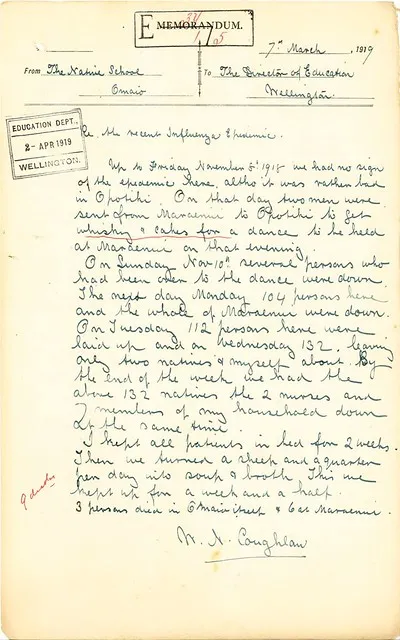 Omaio Māori School - 1918 Influenza
