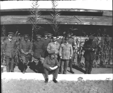 Image: [Lt. col. Fenwick with doctors and chaplains, Christmas 1915.]