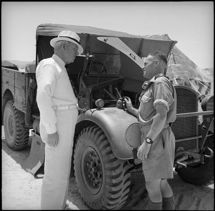 Prime Minister Peter Fraser at the NZ Engineering Training Depot, Maadi