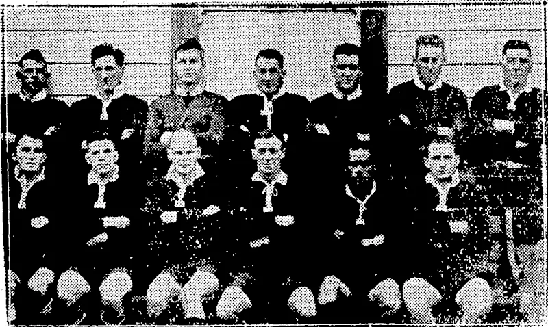 Kve'niiig. Post" Photo. P^ORTH1 ISLAND LEAGUE TEAM.—Back row, T. Tims, J. Menzies, S. Clark, R. Stephenson,C. Dufly, S. Clark,' R. Traulvelter. Front row, E. Meyer, G. Perry, H. Brisbane, M. Wclherill (captain),, IV. Shartland, G. Tiuleton. Drew with the South Island on Satur■ ' . day at, Auckland.' " (Evening Post, 16 June 1930)