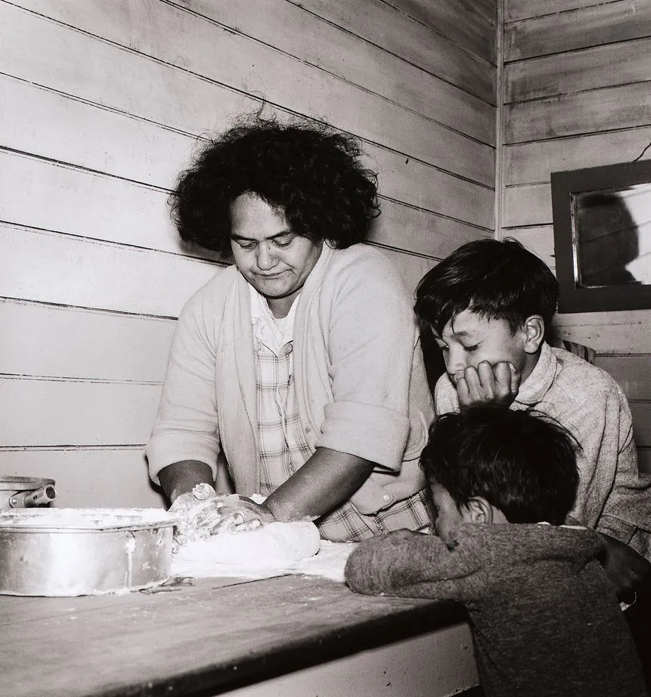 Even big brother Samuel loves to watch mother kneading the dough. From the series: Washday at the pa