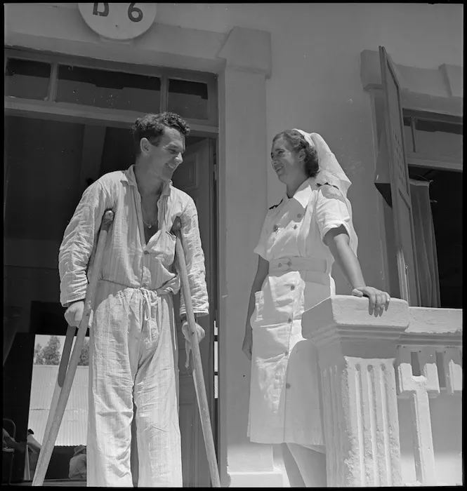NZ soldier and nursing sister at 3 NZ General Hospital, Beirut, Lebanon - Photograph taken by M D Elias