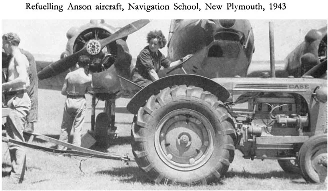 Refuelling Anson aircraft, Navigation School, New Plymouth, 1943