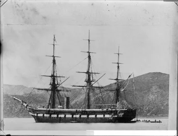 Image: Ship Challenger at anchor in Wellington Harbour