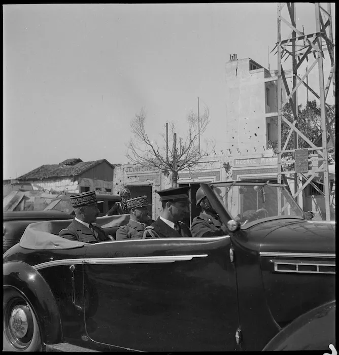 Senior officers in car passing through Tunis, World War II - Photograph taken by M D Elias