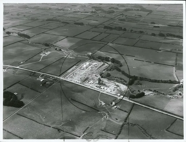 Aerial view of Kapuni Natural Gas Wellhead, Kapuni, Taranaki.