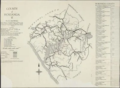 County of Hokianga : plan showing main highways and feeder roads in relation to the present railway  terminus at Rangiahua