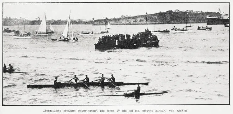 Australian Sculling Championship: the scene at finish, showing Hannan, the winner