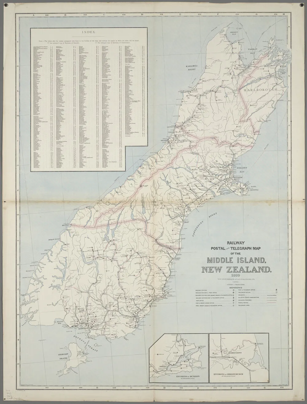 Railway, Postal and Telegraph Map of the Middle Island, New Zealand