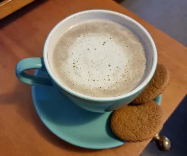 Image: Teal colour glaze jumbo tea cup and saucer