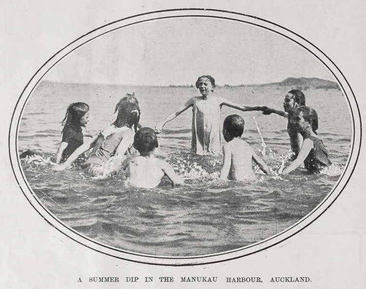A SUMMER DIP IN THE MANUKAU HARBOUR, AUCKLAND
