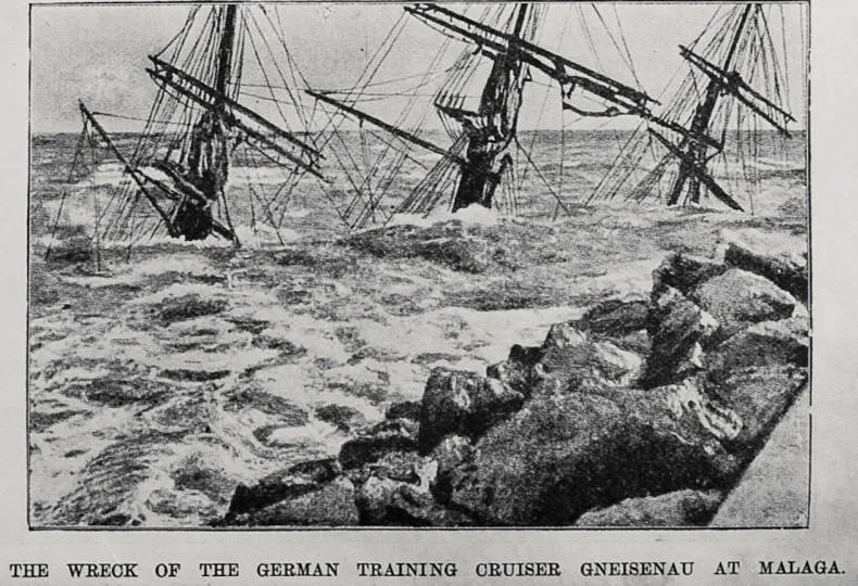 The wreck of the German training Cruiser Gneisenau at Malaga