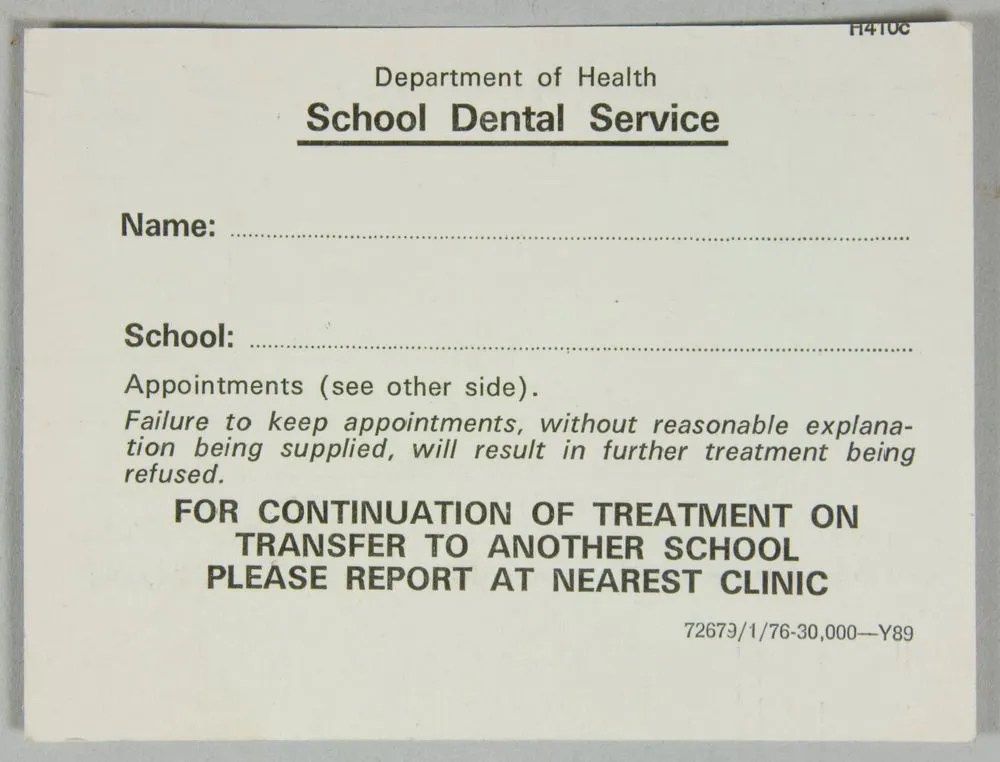 Appointment card