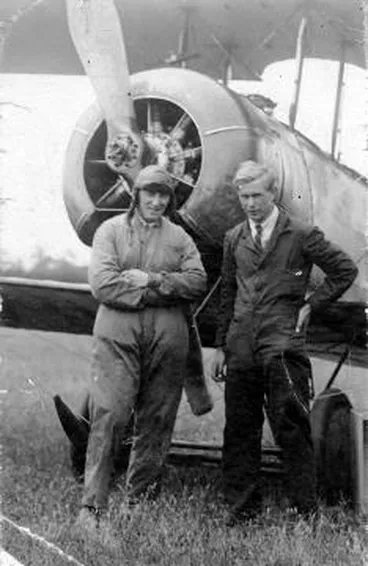 Captain Russell and Wally Rose by Avro 504 : digital photograph Image: Captain Russell and Wally Rose by Avro 504 : digital photograph