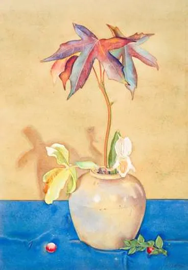 Still Life: Orchids and Leaves Image: Still Life: Orchids and Leaves