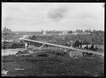 Image: A view of Hamilton showing the first traffic bridge