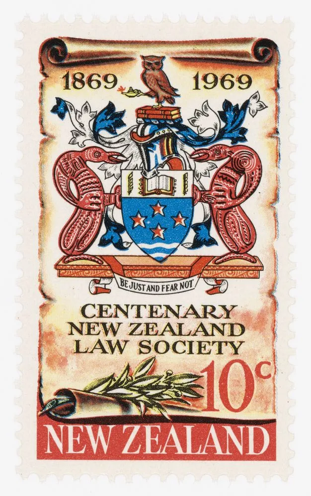 Issued ten cent Centenary of the New Zealand Law Society stamp