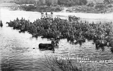 Image: Soldiers on horseback in Te Awa Kairangi / Hutt River, Trentham.
