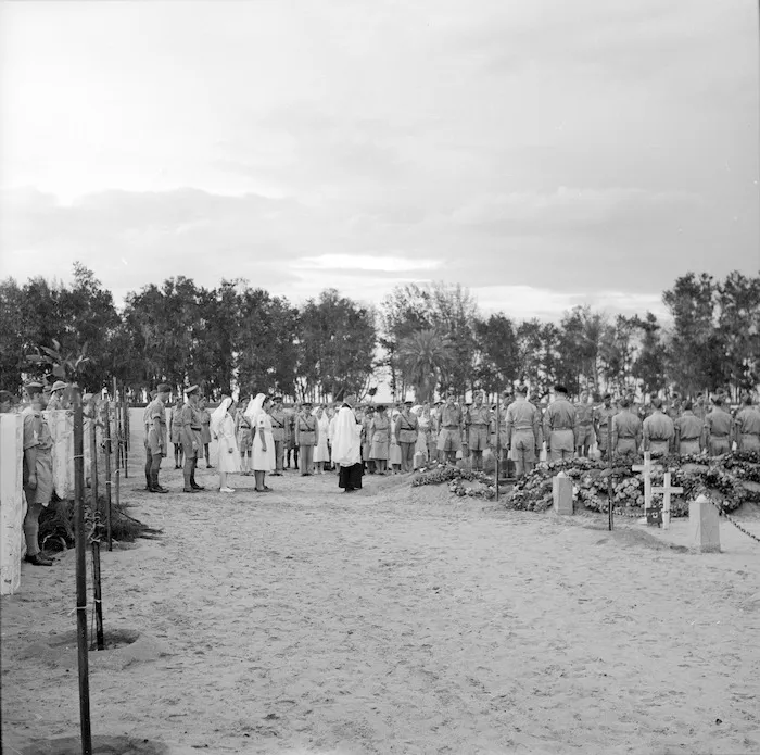 Reading of a burial service at El Ballah Cemetery, Egypt