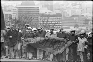 Image: Demonstrators protesting against a South African rugby tour, Wellington