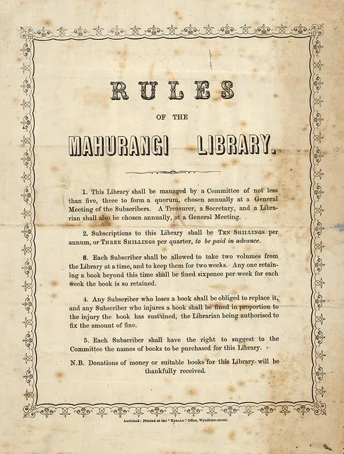 [Mahurangi Library] :Rules of the Mahurangi Library. [18--?].