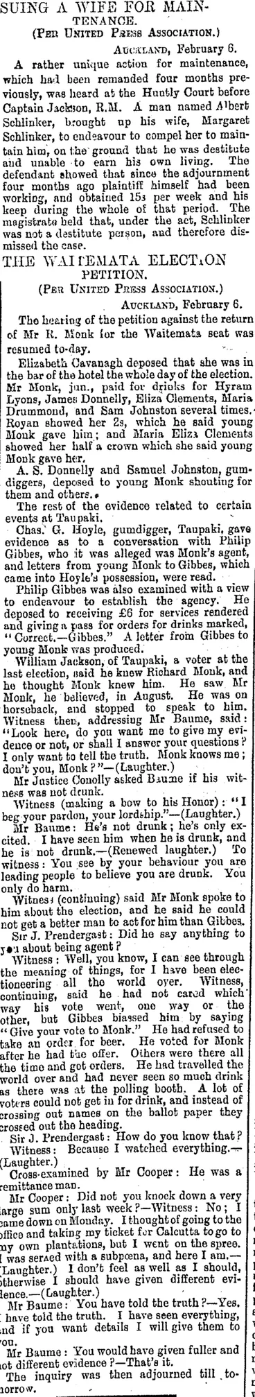 Image: SUING A WIFE FOR MAINTENANCE. (Otago Daily Times 7-2-1894)