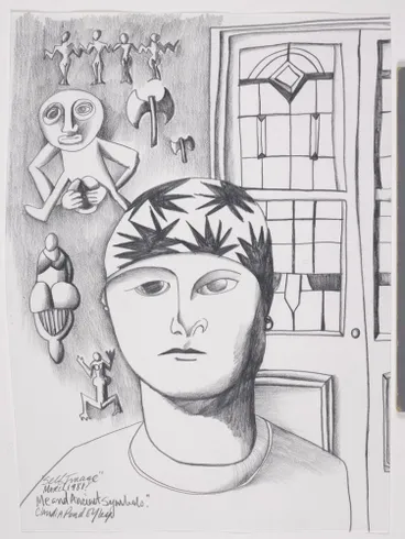 Image: Self Image March 1981. Me and Ancient Symbols