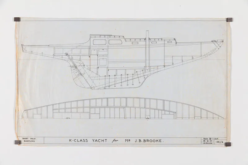 Plan: K-class yacht for Mr J.B. Brooke