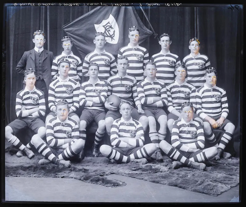 Glass Plate Negative: Christ's College, First Fifteen Football Team