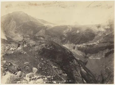 Image: Creator unknown : Photograph of the crater of Mount Tarawera after the 1886 eruption, taken by the Burton Brothers