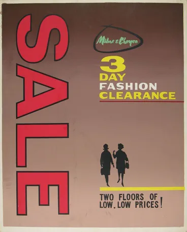 Image: Milne and Choyce advertising poster for a Fashion Clearance Sale